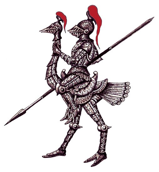 507x550 Knight On Ostrich Surreal Black And White Pen Ink Drawing Posters