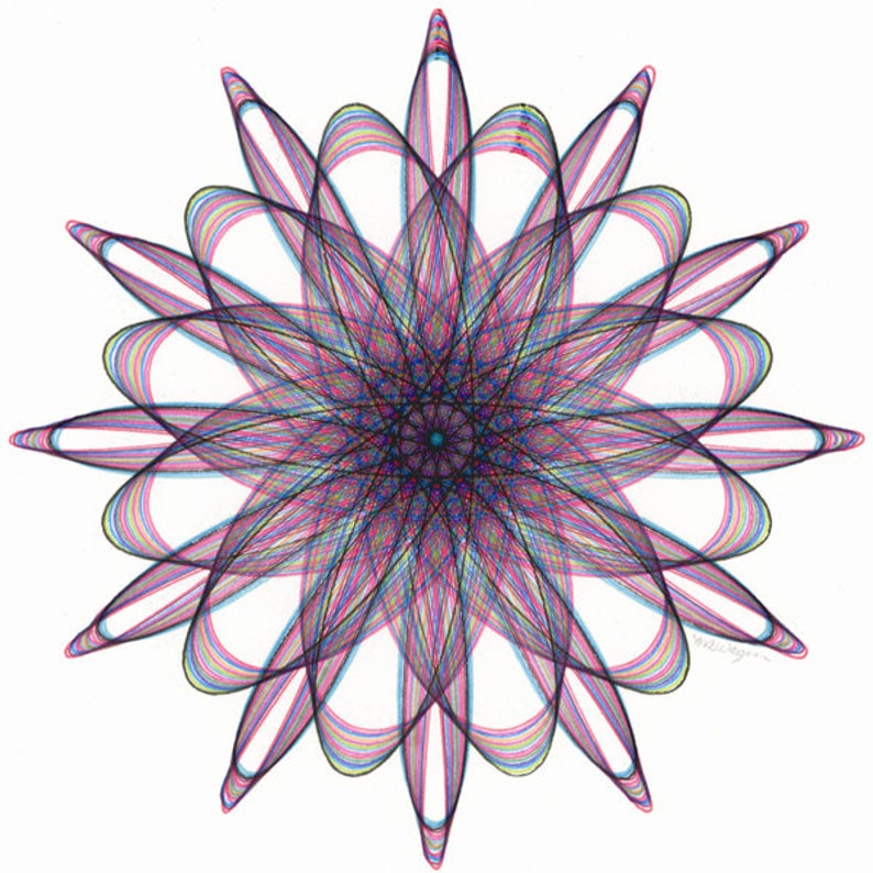 794x794 Spiral Drawing Original Art Rainbow Art Geometric Circle Etsy