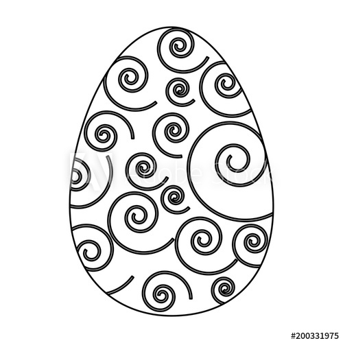 500x500 Painted Easter Egg With Spiral Lines Celebration Vector
