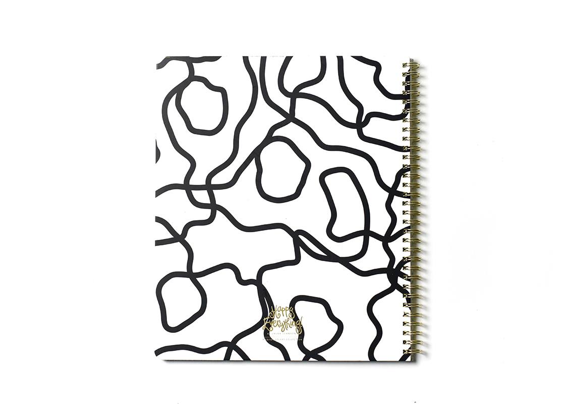1120x800 Black Squiggle Happy Everything! Large Spiral Notebook Happy