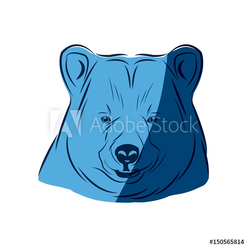 500x500 Blue Head Bear Animal Free Spirit Symbol Vector Illustration