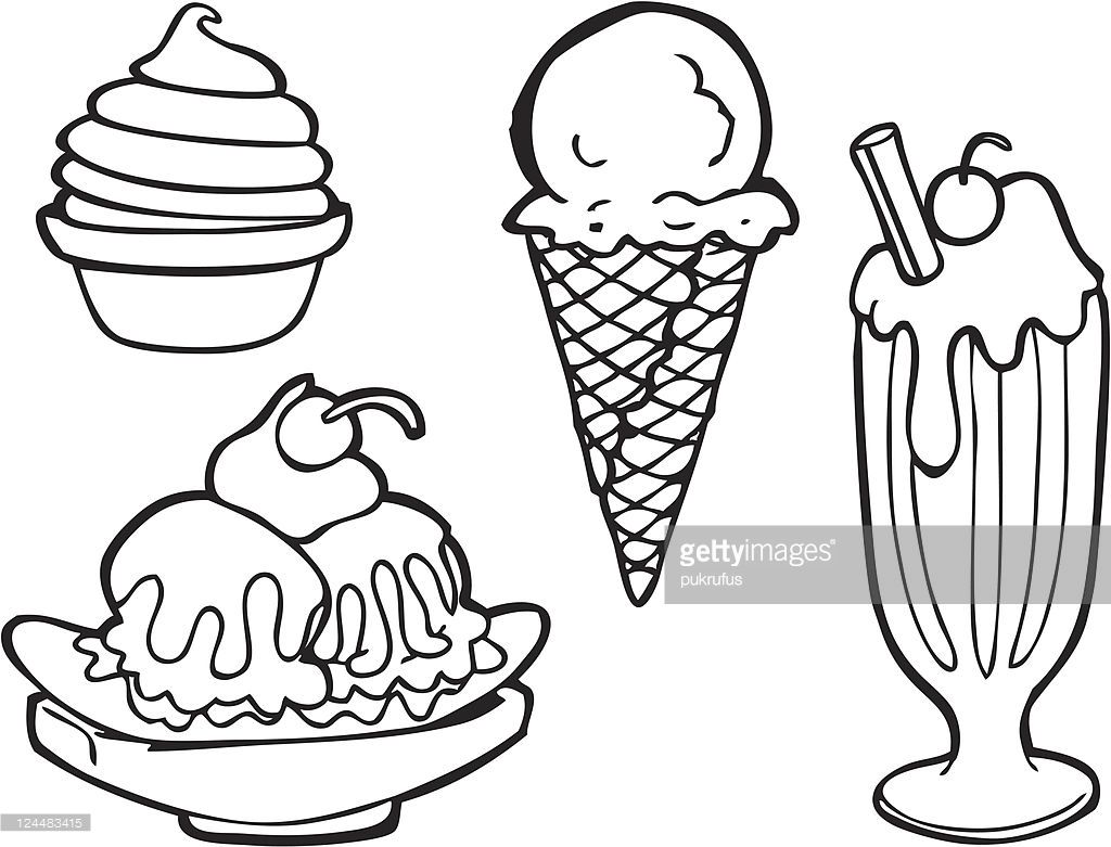 1024x781 Black And White Line Art Of Various Types Of Ice Cream Including