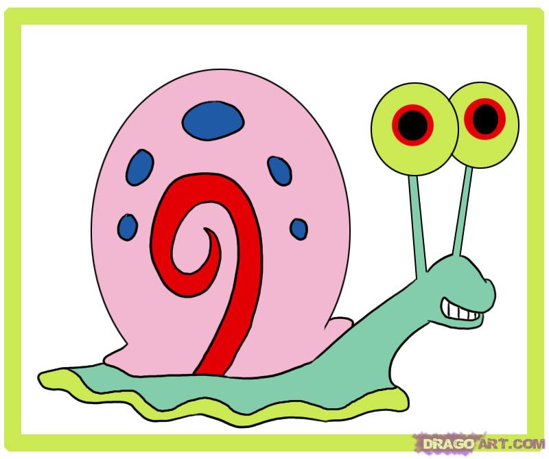 800x669 How To Draw Gary The Snail From Spongebob Squarepants, Step