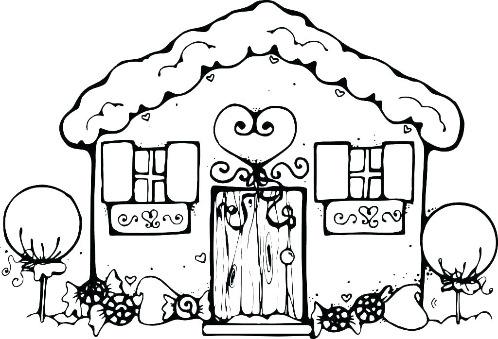 1024x698 House Coloring Pages Printable House Coloring Sheets Gingerbread