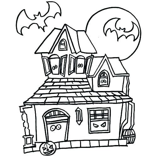 500x500 Haunted House Coloring Sheets
