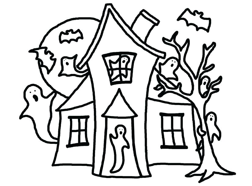827x609 Coloring Pages Of A House Haunted Houses Coloring Sheets Haunted