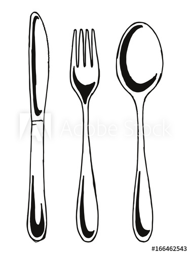 375x500 Fork Spoon And Knife Vector Cutlery Hand Drawing Illustration