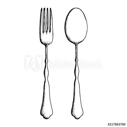 500x500 Cutlery Isolated Fork And Spoon Drawing