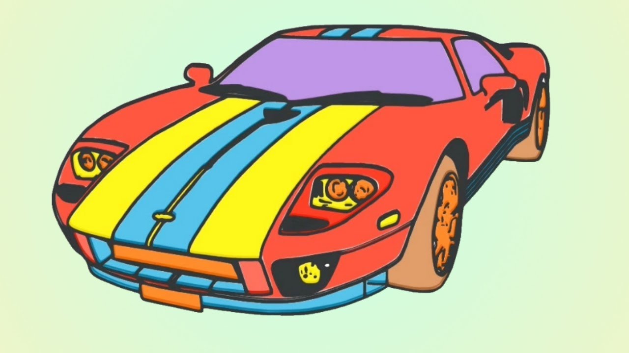 1280x720 Sports Car Drawing Coloring For Kids