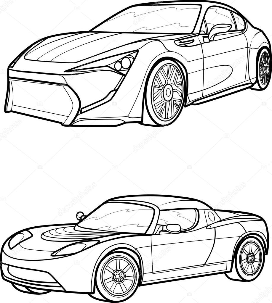 918x1024 Depositphotos Stock Illustration Black Outline Vector Car