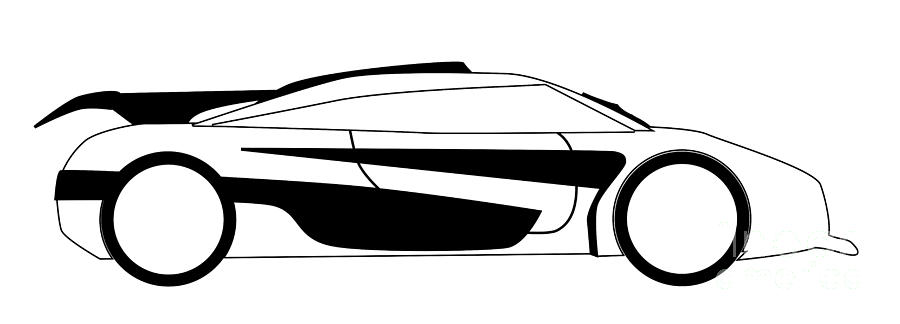 900x324 Modern Fast Car Outline Digital Art