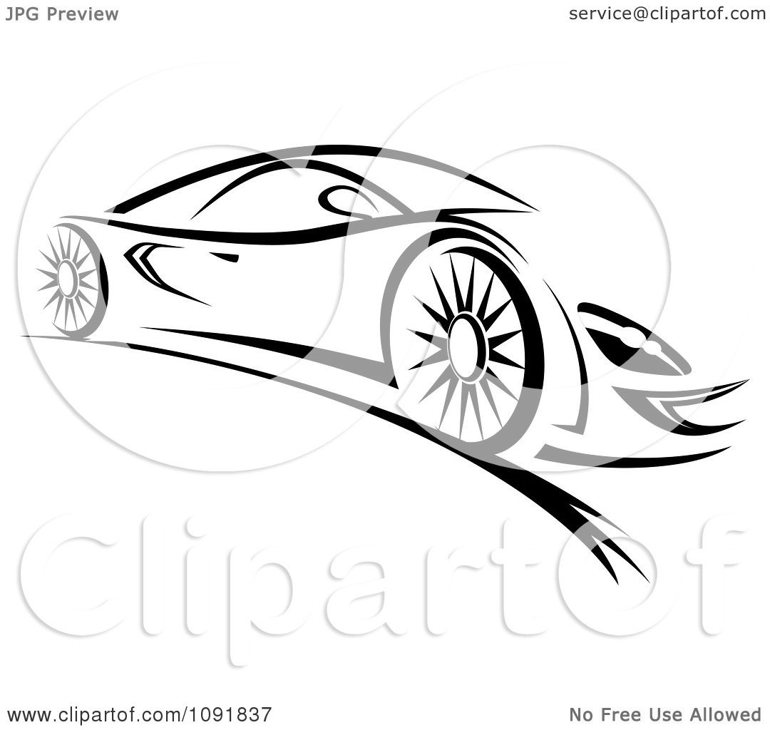 1080x1024 Clipart Black And White Sleek Sports Car