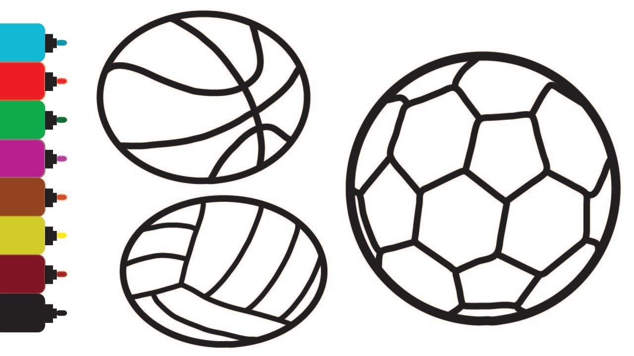 1280x720 Glitter Sport Balls Coloring And Drawing For Kids, Toddlers