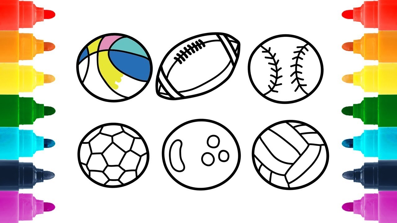 1280x720 How To Draw Sport Balls Videos Colouring For Kids