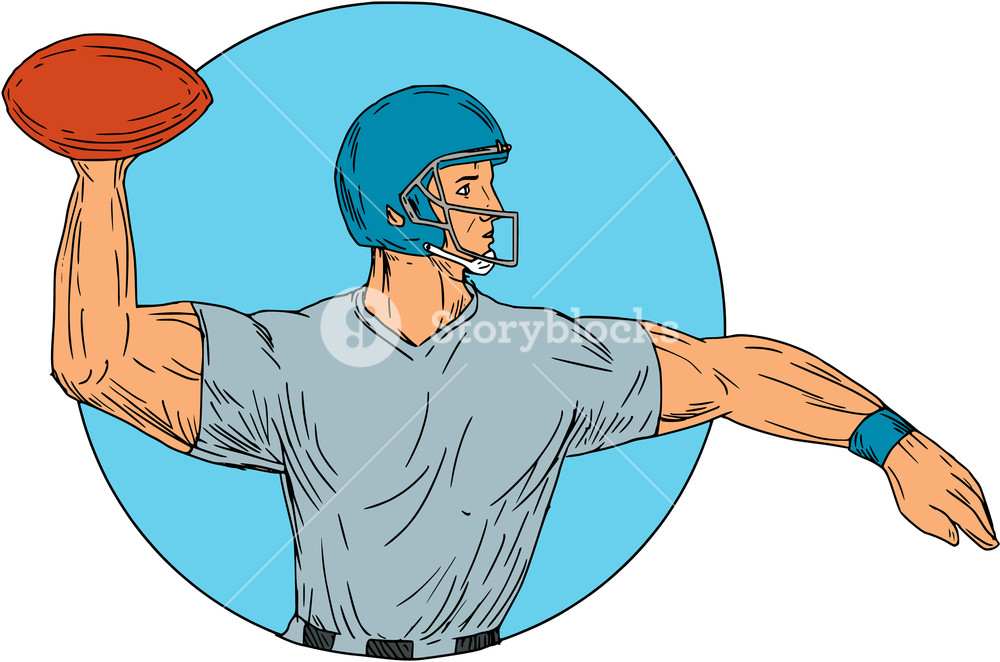 1000x662 drawing sketch style illustration of an american football gridiron