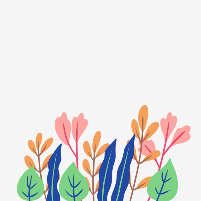 640x640 Hand Drawn Cute Spring Colourful Leaves, Garden, Drawing