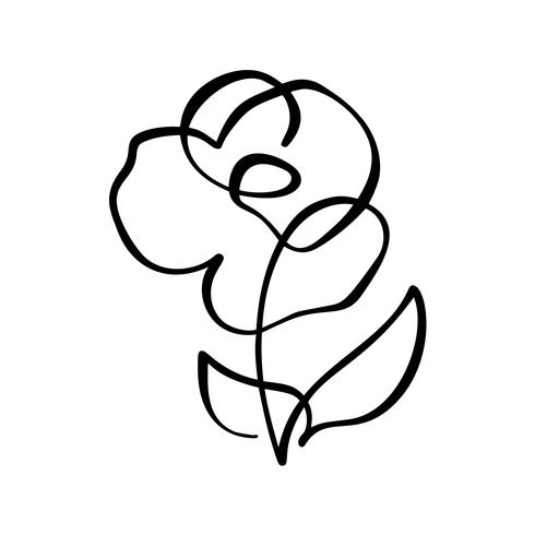 490x490 Rose Flower Concept Continuous Line Hand Drawing Calligraphic