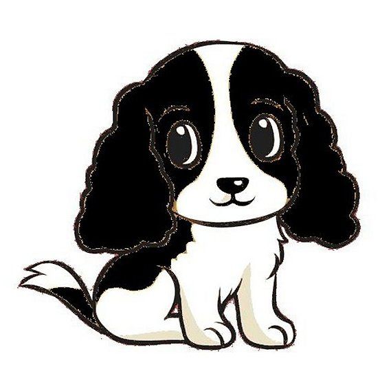 550x550 English Springer Spaniel Black And White Cartoon English