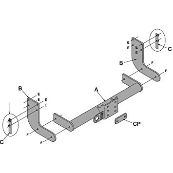 355x355 pct fixed flange neck tow bar