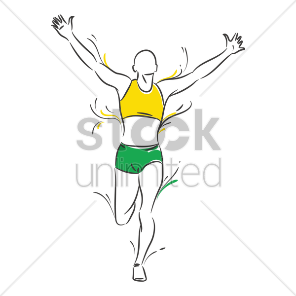 600x600 sprinter running with hands up high vector image