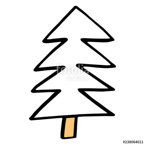 500x500 Drawing Of A Christmas Tree, Spruce Or Fir Drawn
