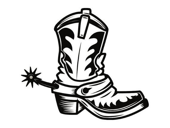 570x429 Cowboy Boots With Spurs Drawing