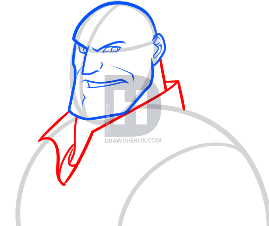 855x720 how to draw the heavy from team fortress, the heavy, step