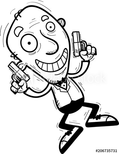 387x500 Cartoon Senior Spy Jumping