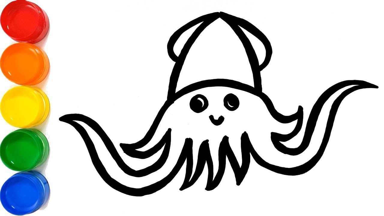 1280x720 Cute Squid Drawing And Coloring How To Draw, Paint Color