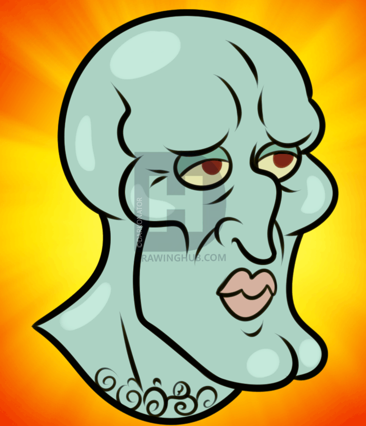 714x831 How To Draw Handsome Squidward, Step