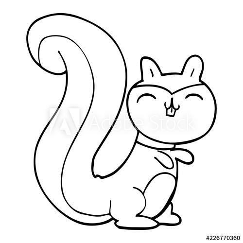 500x500 Line Drawing Cartoon Happy Squirrel