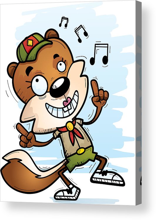 531x750 Cartoon Female Squirrel Scout Dancing Acrylic Print