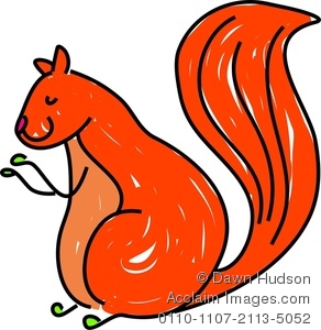 292x300 Clipart Image Of A Whimsical Drawing Of A Red Squirrel