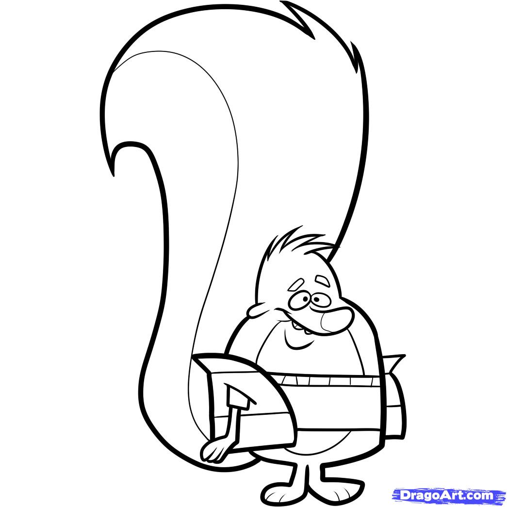 1045x1045 Step How To Draw Dave, Dave, Scaredy Squirrel