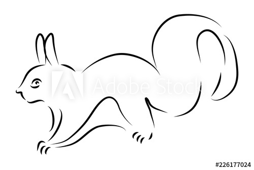 500x334 Stylized Black And White Squirrel Vector