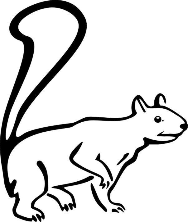 603x715 Simple Animated Curious Outline Squirrel Tattoo Design