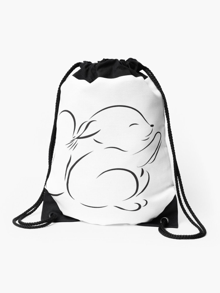 750x1000 Black Outline Cute Squirrel On White Background Drawstring Bag