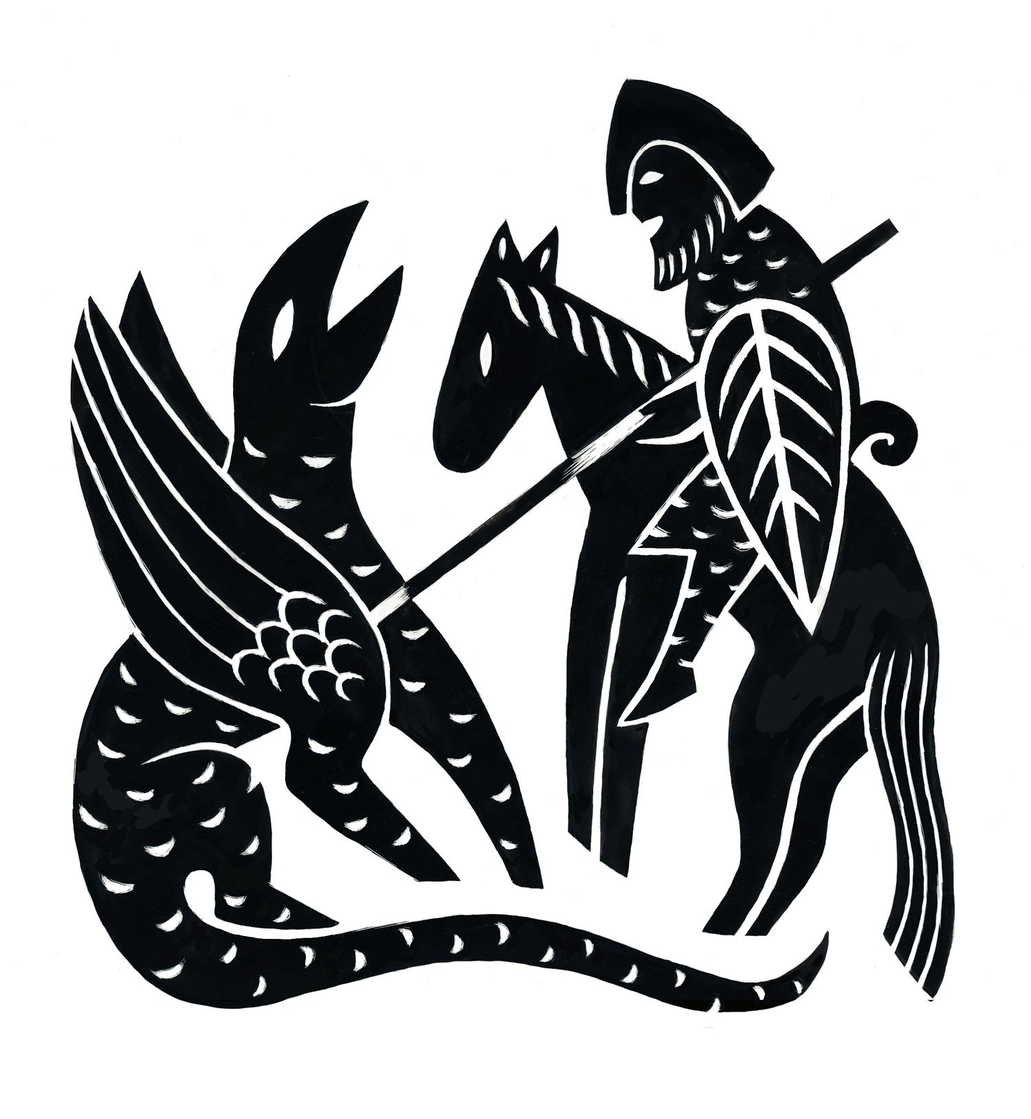 1500x1627 St George And The Dragon Ink Drawing Mats Rehnman Mats