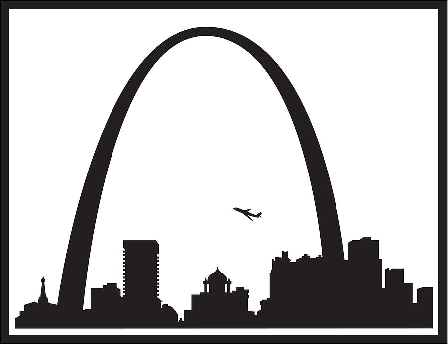 900x690 St Louis Skyline Silhouette Drawing