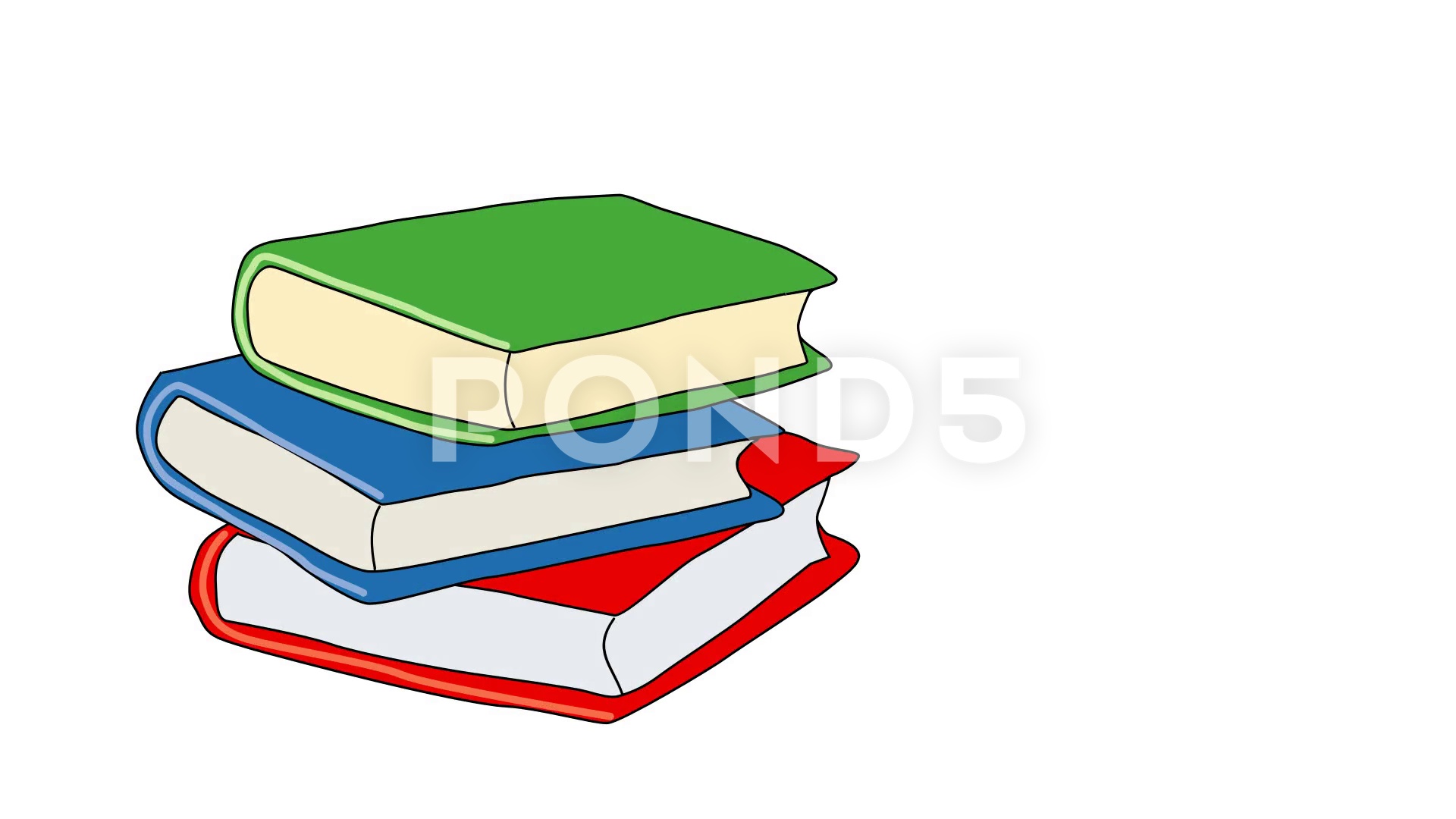 1920x1080 Animated Drawing Of Stack Of Books Stock Footage