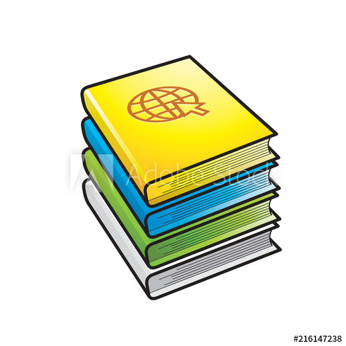 500x500 Stack Of Color Books Isolated On White Background Vector Drawing