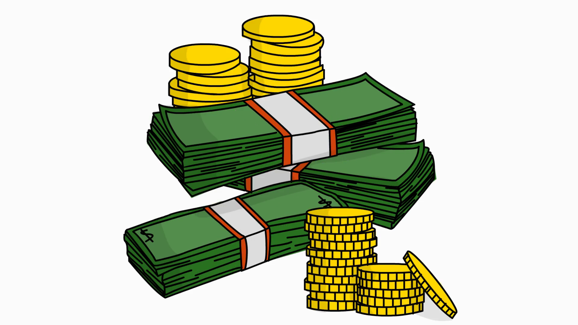 1920x1080 Cartoon Money Stacks Of Money With Coins Cartoon Illustration Hand