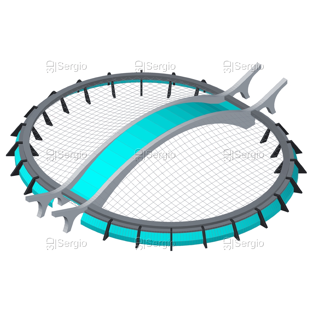 1024x1024 Stadium Structure, Architectural Drawing, Autocad Model