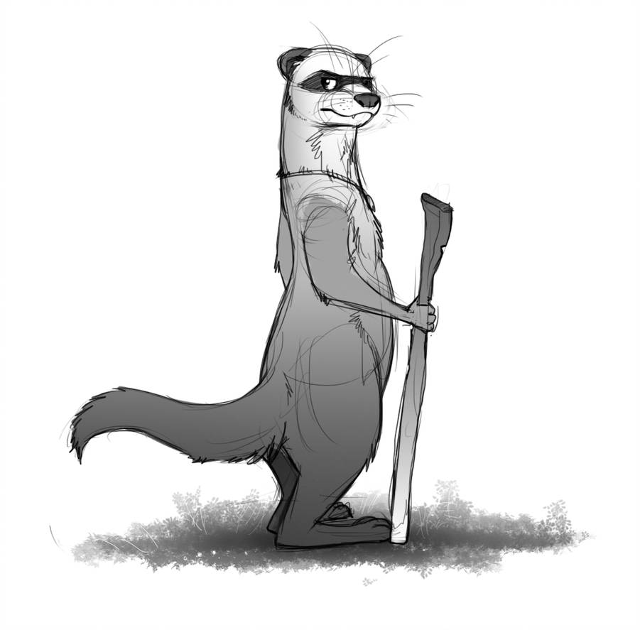901x887 Ferret With A Staff