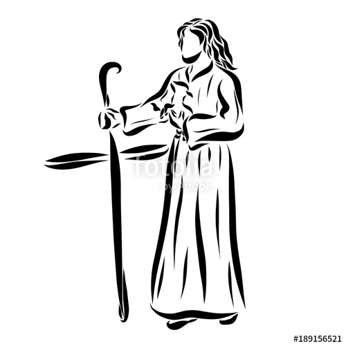 500x500 Jesus With A Lamb And A Staff In The Form Of A Cross Stock Photo