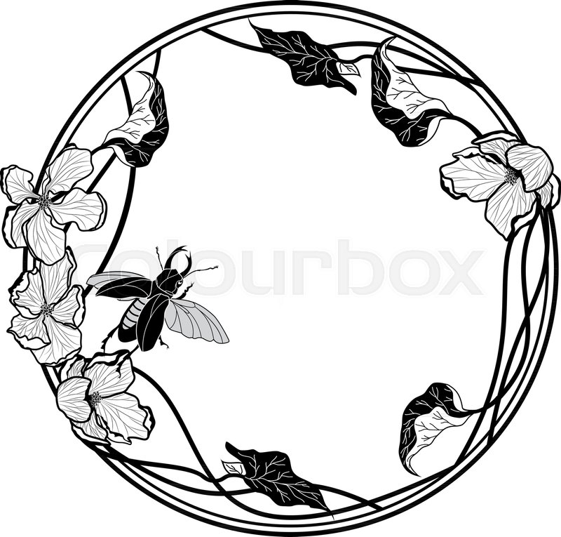 800x765 Vector Frame With Stag Beetle And Stock Vector Colourbox