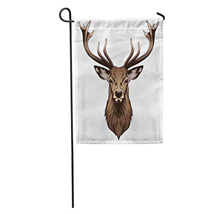 425x425 Semtomn Garden Flag Brown Silhouette Deer Head Stag