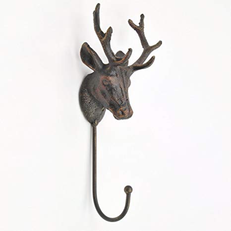 466x466 Stagdeer Head With Antlers Vintage Metal Coat Hook Hooks Wall