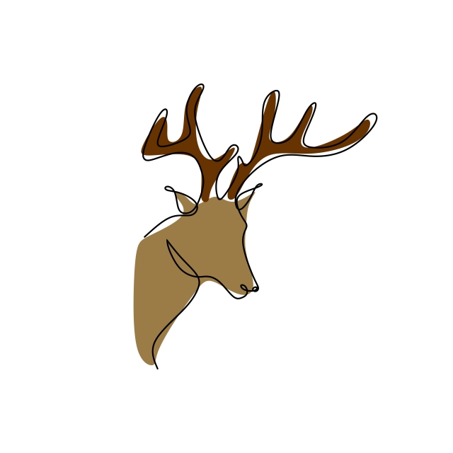 640x640 Continuous Line Drawing Of A Deer Head, Silhouette, Animal, Sketch