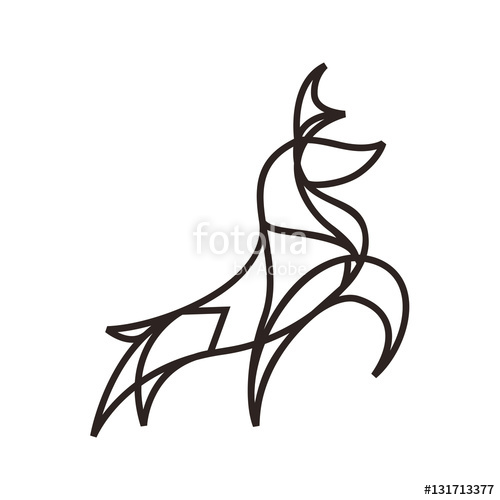 500x500 Deer Buck Stag Vector Line Art Logo Illustration Stock Image